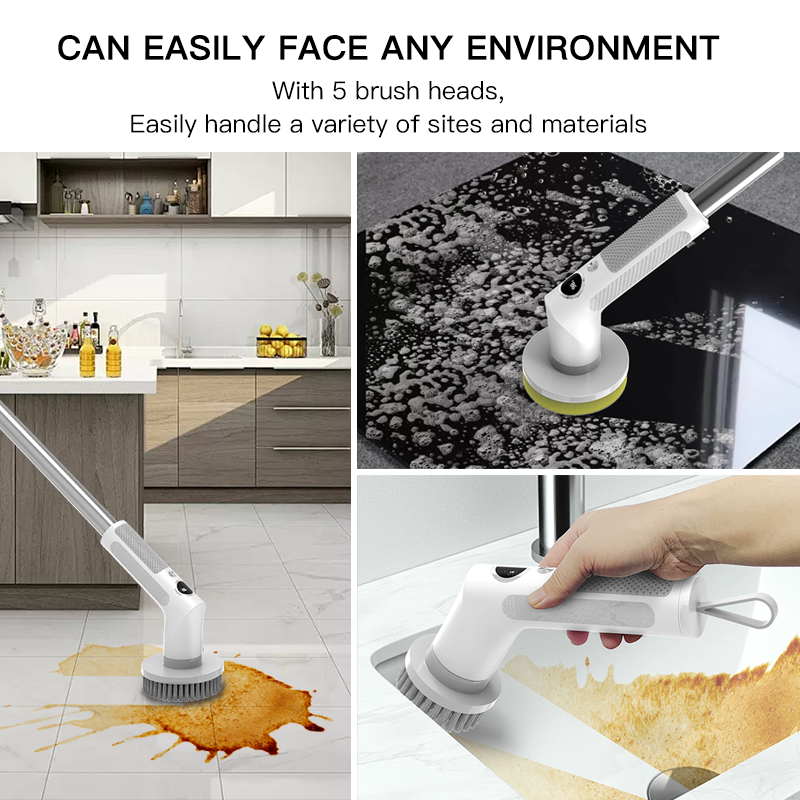 Cepillo de Limpieza Eléctrico Portátil, Cepillo Giratorio Eléctrico Recargable para Cocina, Cepillo de Limpieza Giratorio Eléctrico