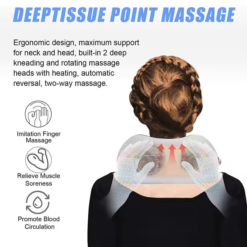 Almohada de Masaje, resolución de problemas de cuello de calor en forma de U cuello eléctrico almohadas Shiatsu infrarrojo